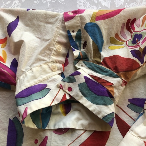 Zara Women’s Size XL Colorful Floral Button-Up Shirt Bohemian Style Long Sleeves - Picture 10 of 16